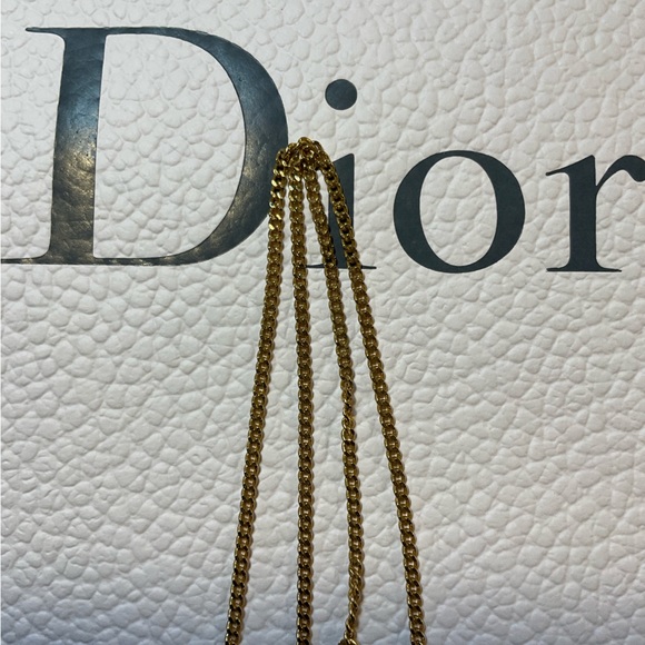Christian Dior Gold Metal Dior Oval Logo Rhinestones Necklace 15"-17" - Picture 7 of 10